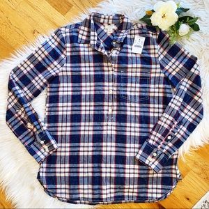 J. Crew Plaid Tunic Top